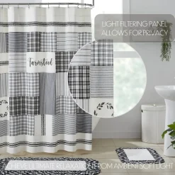 Sawyer Mill Black Stenciled Patchwork Shower Curtain 72x72