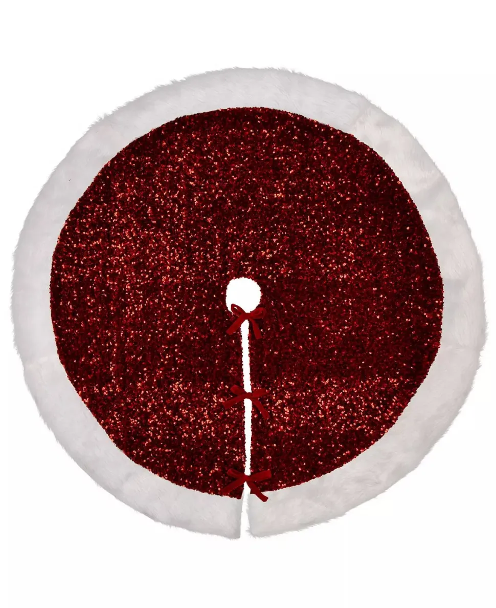 Sequin Christmas Faux Fur Tree Skirt