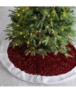 Sequin Christmas Faux Fur Tree Skirt