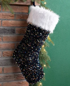 Sequin Christmas Stocking Candy and Gift Pouch Imported Polyester