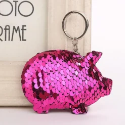 Sequin Pig Keychains*