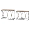 Set of 2 Fisher Island Wood & Metal Console Tables