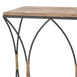 Set of 2 Fisher Island Wood & Metal Console Tables