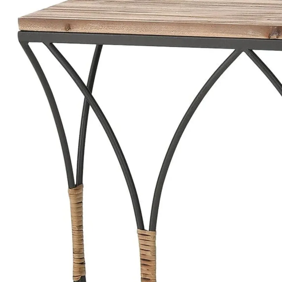 Set of 2 Fisher Island Wood & Metal Console Tables