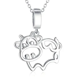 Silver Cow Necklace, Bovine Love at First Sight! 925 Sterling Silver