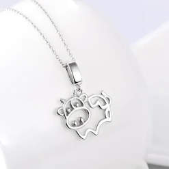 Silver Cow Necklace, Bovine Love at First Sight! 925 Sterling Silver
