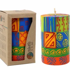 Single Boxed Hand-Painted Pillar Candle - Shahida Design - Nobunto