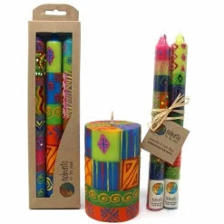 Single Boxed Hand-Painted Pillar Candle - Shahida Design - Nobunto