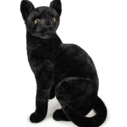 Sitting Realistic Plush Black Cat 13 Inch Stuffed Animal