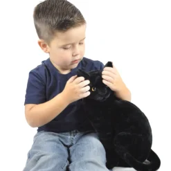 Sitting Realistic Plush Black Cat 13 Inch Stuffed Animal