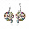 Sleeping Cat Copper Earrings Hand-Made in the USA, cute & colorful!