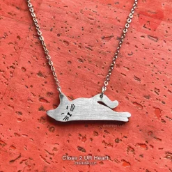 Sleepy Cat Stainless Steel Necklace