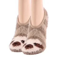 Sloth Fuzzy Footie Socks Women's Funny Fluffy House Slippers Socks