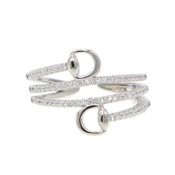 Snaffle Bit Ring Platinum Plated Micro Pave CZ for the Horse Lovers! Gorgeous! Sparkly!