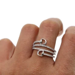 Snaffle Bit Ring Platinum Plated Micro Pave CZ for the Horse Lovers! Gorgeous! Sparkly!