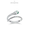 Snake Ring Sterling Silver Green CZ Eyes Open Design