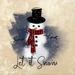 Snowman - Let it Snow Coaster Set Christmas by Krebs - 4" Travertine Coasters -