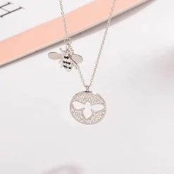 Sparkling Bee Medallion Necklace Rose, Yellow or White Gold Plating Cut Out Bee, SO CUTE!!!