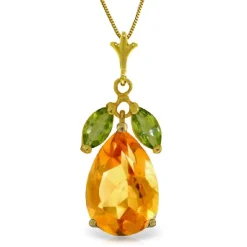 Sparkling 6.5ctw Citrine and Peridot Necklace in 14K Gold