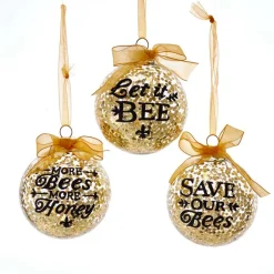 Sparkling Gold Bee Ornaments: GLASS GOLD BALL