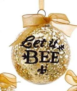 Sparkling Gold Bee Ornaments: GLASS GOLD BALL
