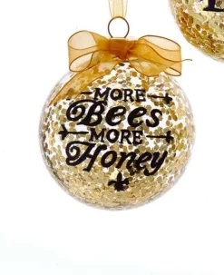 Sparkling Gold Bee Ornaments: GLASS GOLD BALL