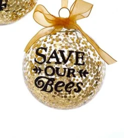 Sparkling Gold Bee Ornaments: GLASS GOLD BALL