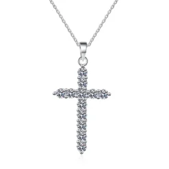 Special Buy! Moissanite Cross Pendant 925 Sterling Silver 1.26ctw and 3.6ctw