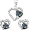 Special Buy! Sterling Silver Double Heart Sets Cubic Zirconia and Simulated Gemstones