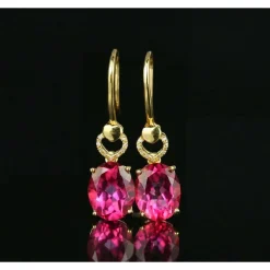 Spectacular 18K Gold Pink Tourmaline and Diamond Earrings, 5.36 ctw
