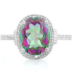 Splash of Colors! 2.6ctw Mystic Topaz & Diamond in 925 Sterling Silver Ring