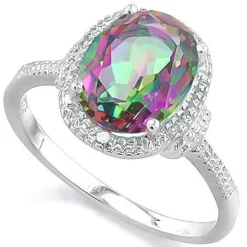 Splash of Colors! 2.6ctw Mystic Topaz & Diamond in 925 Sterling Silver Ring