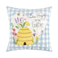 Spring Bee Happy In Blue Throw Pillow*