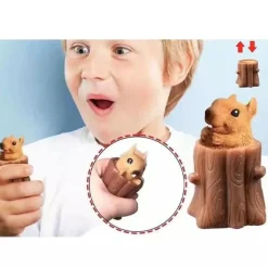 Squirrel Cute Pop Up Squeeze Squirrel in a Log Stress Reliever