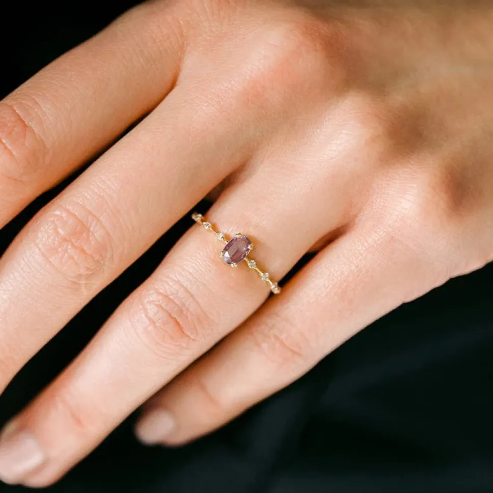 Stackable Amethyst CZ Sterling Silver Ring-Dainty, Feminine