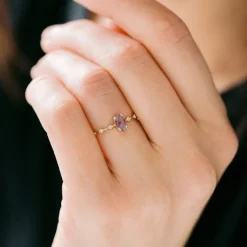 Stackable Amethyst CZ Sterling Silver Ring-Dainty, Feminine
