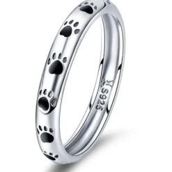 Stackable Pet Paw Rings, Cute, Simple Sterling Silver--Helps Rescued Animals Too!