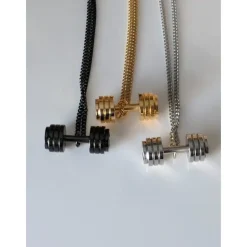 Stainless Steel Barbell Necklace for the Weightlifters