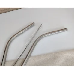 Stainless Steel or Silicone Straw Sets with Cleaning Brush and Carry Bag, Perfect for the Environmentally Conscientious!