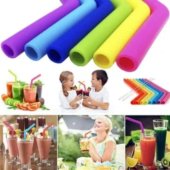 Stainless Steel or Silicone Straw Sets with Cleaning Brush and Carry Bag, Perfect for the Environmentally Conscientious!