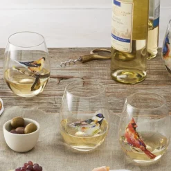 Stemless Wine Glasses-Glorious Nature and Horse Inspired Artwork *