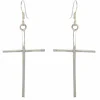 Sterling Silver Cross Drop Earrings Handmade in Mexico