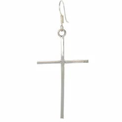 Sterling Silver Cross Drop Earrings Handmade in Mexico