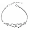 Sterling Silver Heart Bracelets in Clear or Purple CZ, Beautiful Gift!