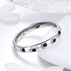 Sterling Silver Paw & Heart-Pet Necklaces, Rings for Remembrance of Beloved Pets