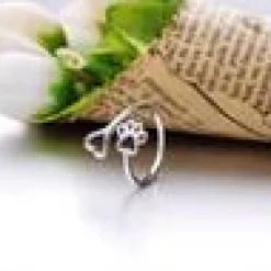 Sterling Silver Paw & Heart-Pet Necklaces, Rings for Remembrance of Beloved Pets