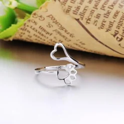 Sterling Silver Paw & Heart-Pet Necklaces, Rings for Remembrance of Beloved Pets