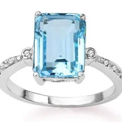 Stunning 3.8ctw Swiss Baby Blue Topaz & REAL Diamond Ring in 925 Silver