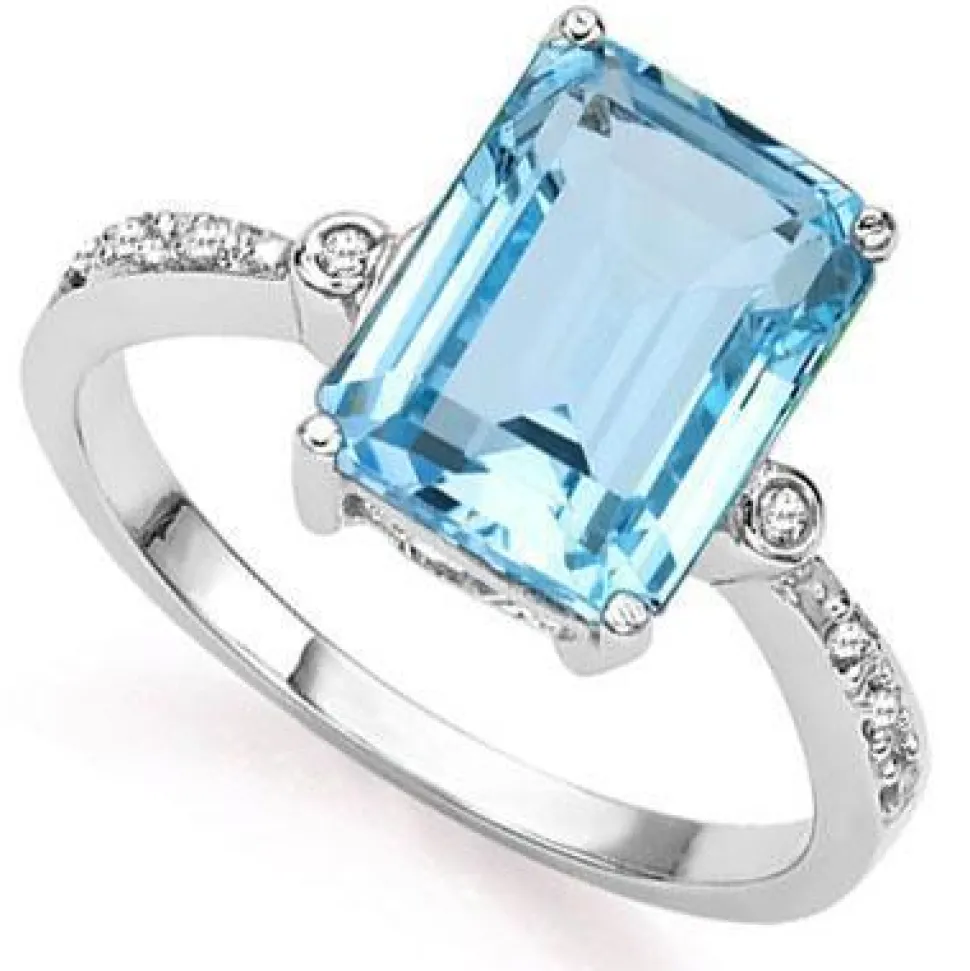 Stunning 3.8ctw Swiss Baby Blue Topaz & REAL Diamond Ring in 925 Silver