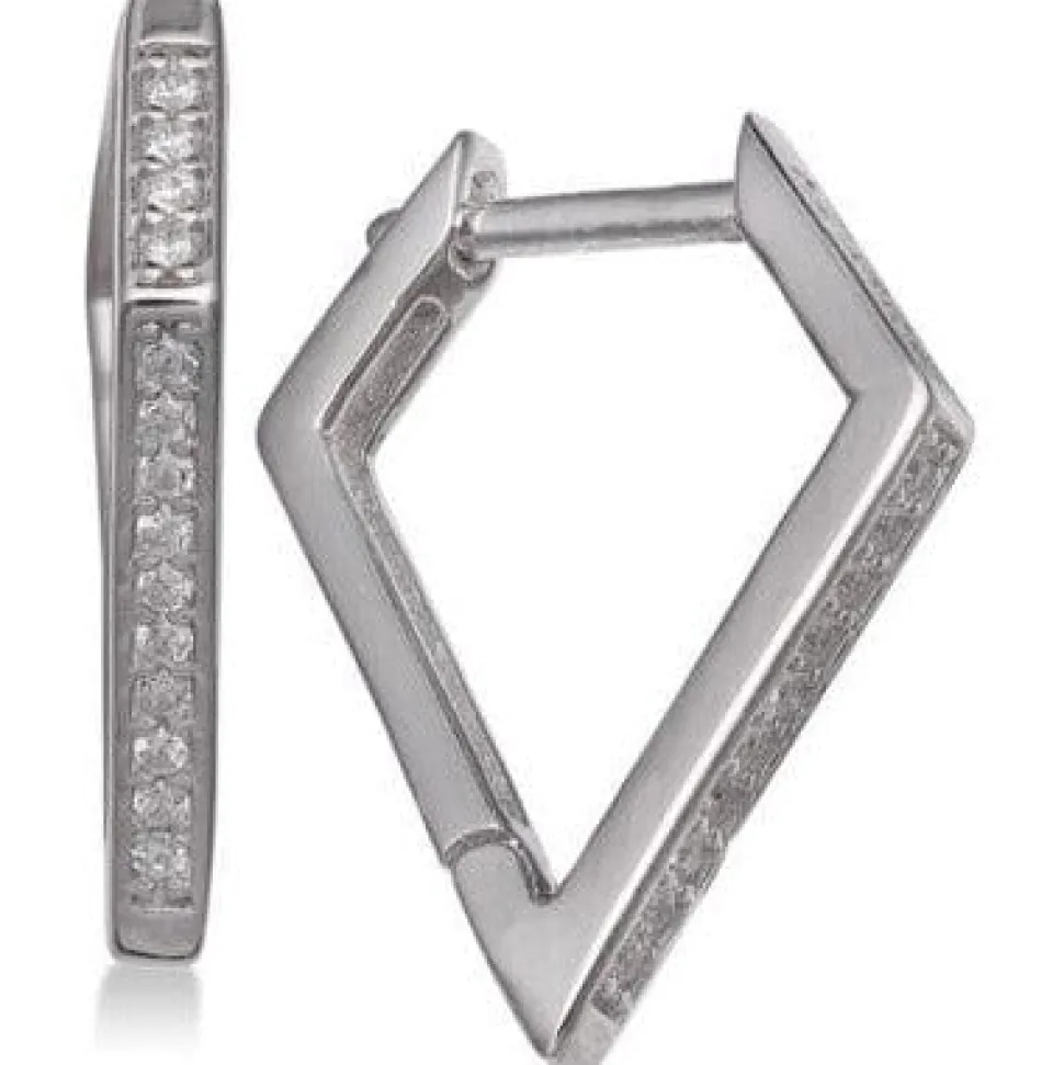 Stunning High End Layered "V" Necklace and Earrings in Sterling Silver with 5A Cubic Zirconia